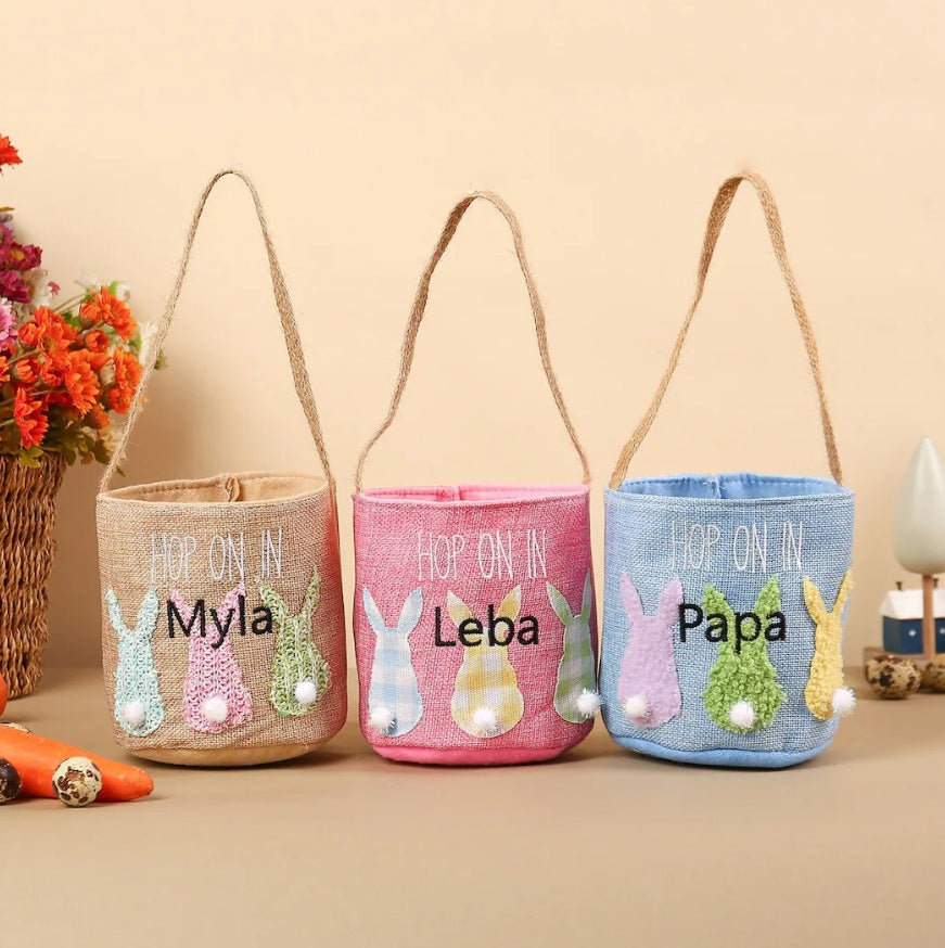 Personalized Embroidered Easter Basket Nonwoven Fabric