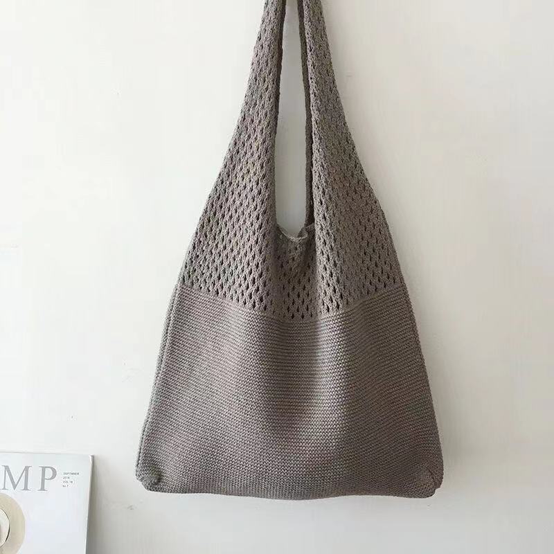 Personalized Embroidered Dopamine Knit Openwork Bag