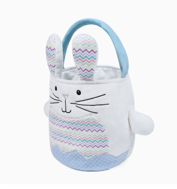 Personalized Embroidered Striped Plush Easter Basket