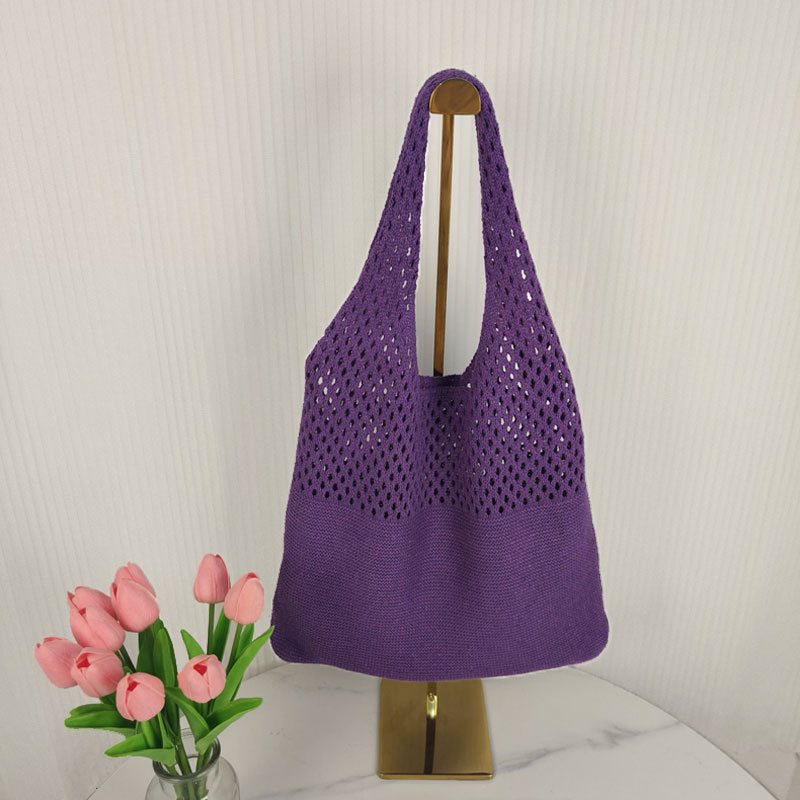 Personalized Embroidered Dopamine Knit Openwork Bag