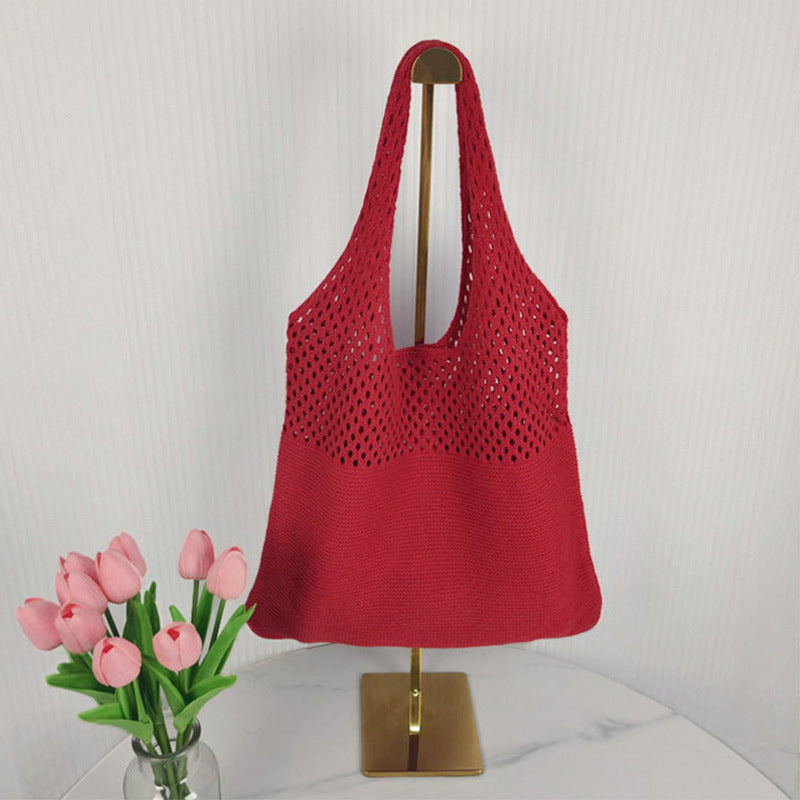 Personalized Embroidered Dopamine Knit Openwork Bag