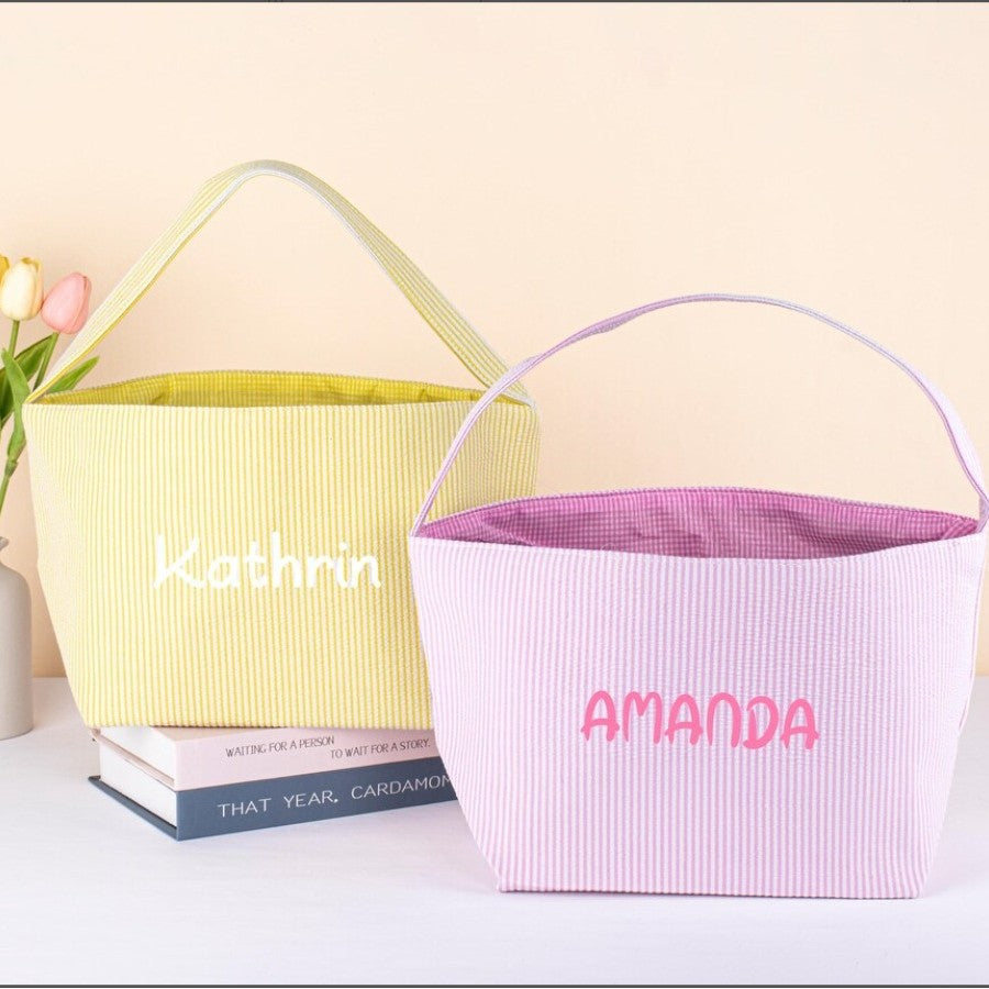 Personalized Embroidered Easter Basket Portable Storage Bucket