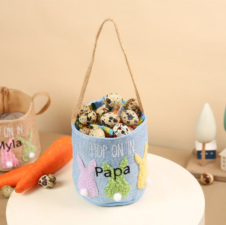 Personalized Embroidered Easter Basket Nonwoven Fabric