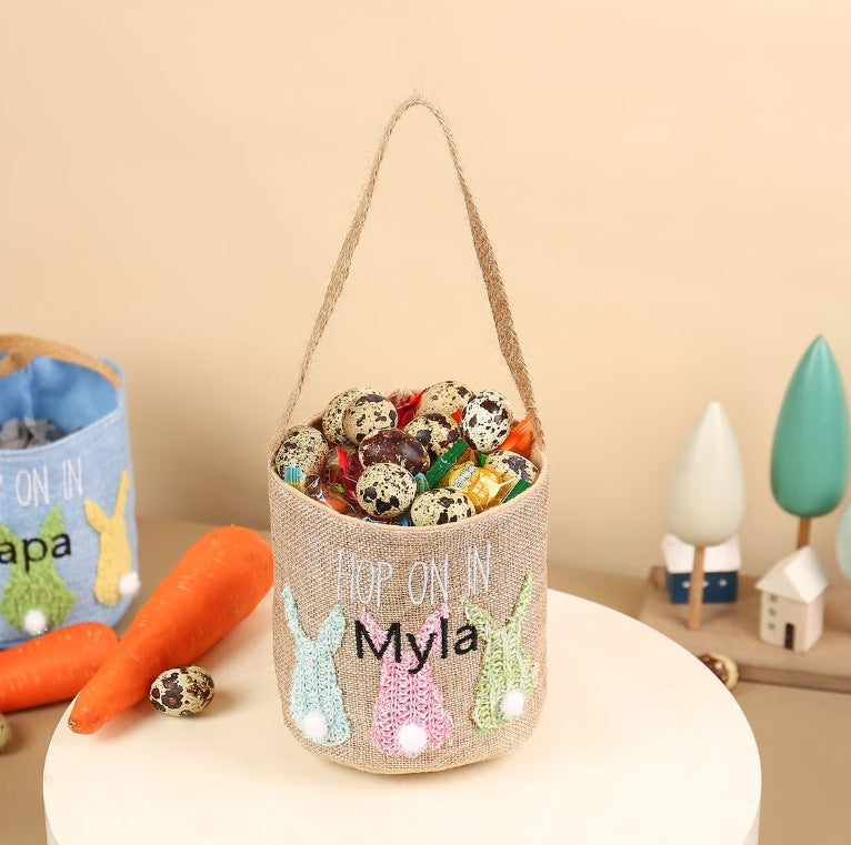 Personalized Embroidered Easter Basket Nonwoven Fabric