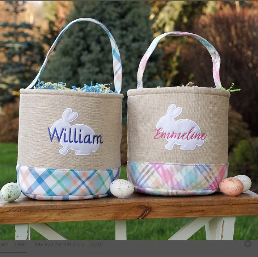 Personalized Embroidered Bubble Easter Basket