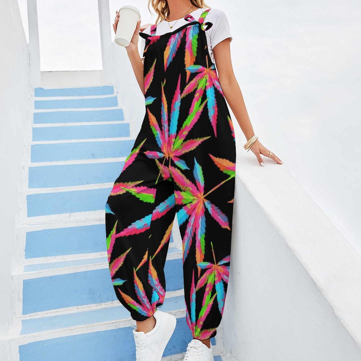 Custom Loose Bow Straps Halter Jumpsuit