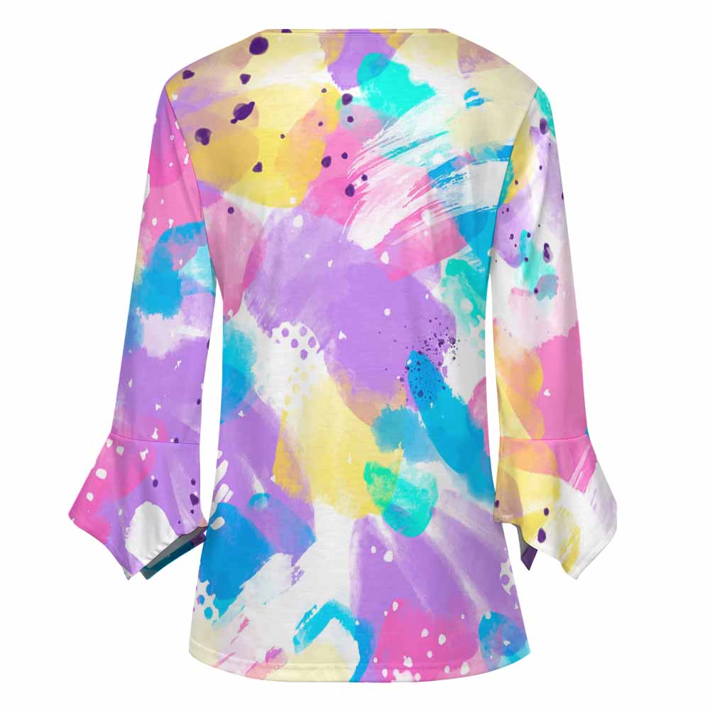 Custom Women's Ruffled Petal Sleeve Top