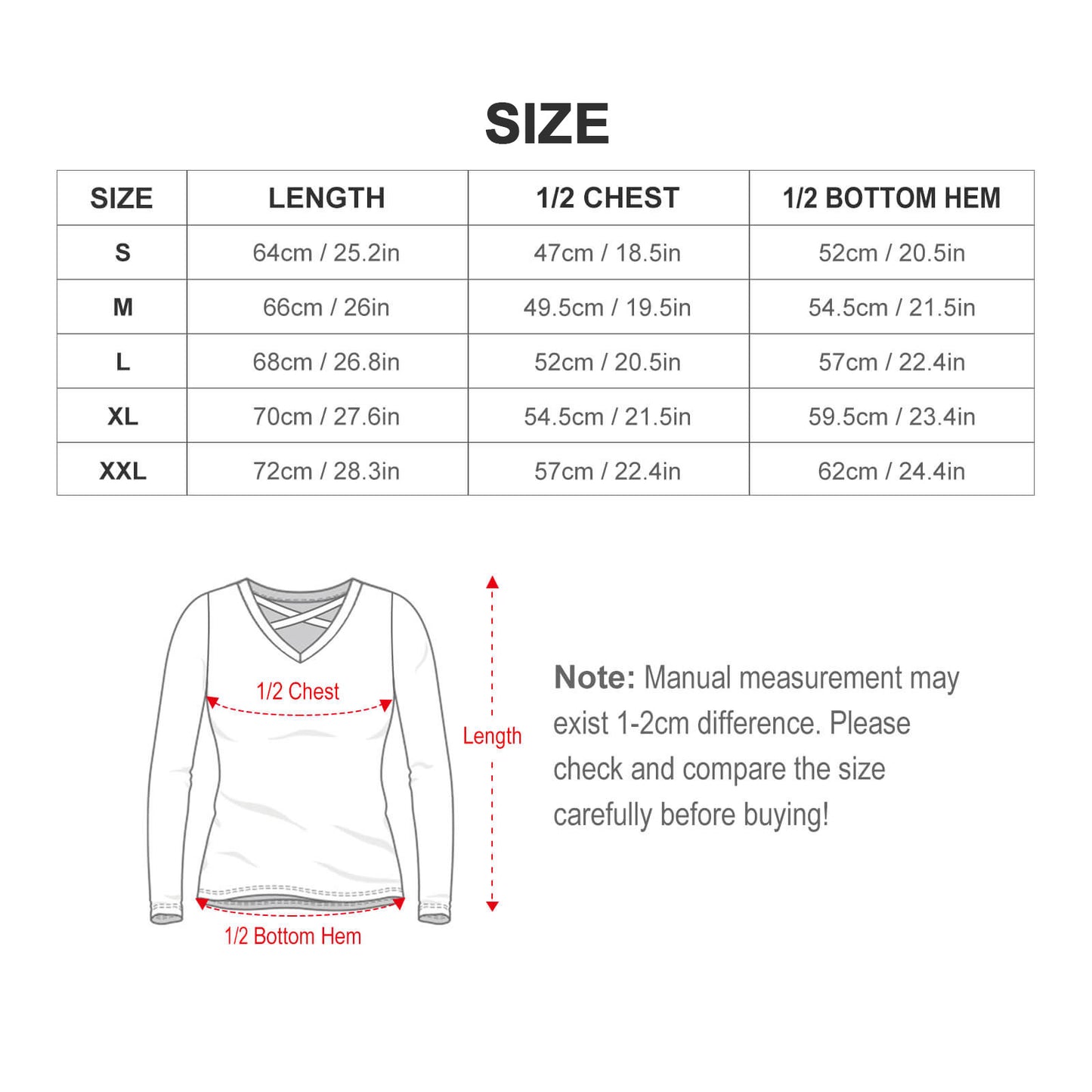 Custom V-neck Long Sleeve T-Shirt For Women