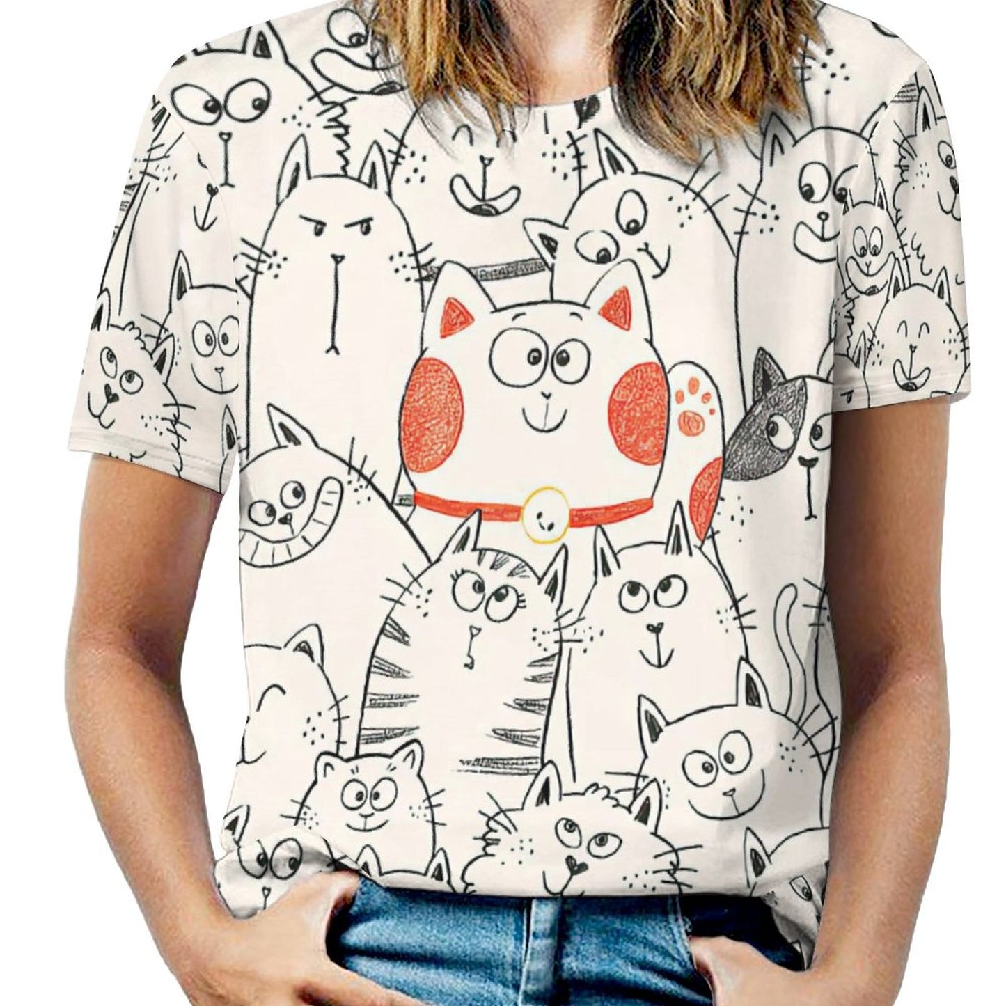 Custom Mid Sleeve Full Print T-shirt For Women