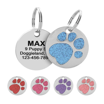 Paw Round Engraved Personalized Pet ID Tag