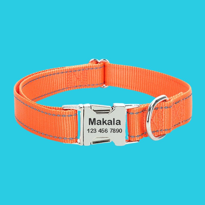 Reflective Dog Collar, Nylon Personalized Dog Collar, Custom Dog ID Collar, Durable Puppy Collar, Gift for Dog