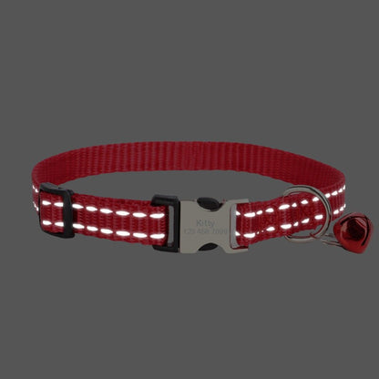 Personalized Cat Collar with Bell - Adjustable Nylon Custom Reflective Cat Collar with Name Tag, Kitten Gift